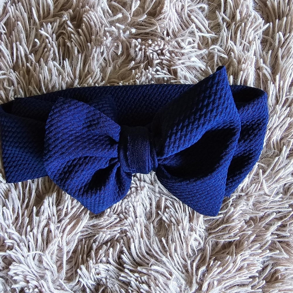 Baby girl navy oversized bow headbands